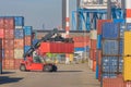 container loader is loading at huge container terminal