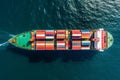 Container loading freight ship, maritime logistic, drone aerial view Royalty Free Stock Photo