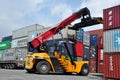 Container loading and unloading activities at Tanjung Priok port, Jakarta - Indonesia Royalty Free Stock Photo