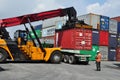 Container loading and unloading activities at Tanjung Priok port, Jakarta - Indonesia Royalty Free Stock Photo