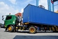 Container loading and unloading activities at Tanjung Priok port, Jakarta - Indonesia Royalty Free Stock Photo