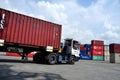 Container loading and unloading activities at Tanjung Priok port, Jakarta - Indonesia Royalty Free Stock Photo