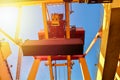 Container logistics, quay crane load and unload cargo container from vessel. Port operations. Royalty Free Stock Photo