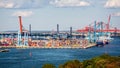 Container port full of containers in Gothenburg, Sweden