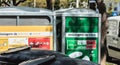 Container of public garbage for recycling in the city center of Quarteira, Portugal