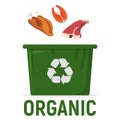 Container for Recycling Waste Sorting - Organic. Waste, Trash Disposal and Recycling Web, Banner for Web and Smartphone. Simple