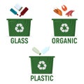 Container for Recycling Waste Sorting - Plastic, Organic, Plastic. Waste, Trash Disposal and Recycling Web, Banner for Web and