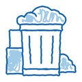 Container With Rubbish Trash doodle icon hand drawn illustration