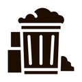 Container With Rubbish Trash Vector Icon