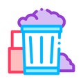 Container With Rubbish Trash Vector Thin Line Icon