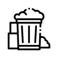 Container With Rubbish Trash Vector Thin Line Icon