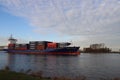 Container sea coaster Henrike Scheepers on the Noordzeekanaal canal Royalty Free Stock Photo