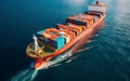 Container Ship in Aerial Splendor Drone View. Generative AI