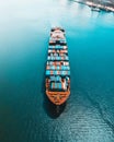 Container ship from Aerial View