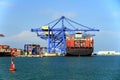 Container ship AL MURABBA docked in the containers terminal.