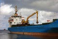 A container ship alongside the customs wharf in kingstown, st. vincent Royalty Free Stock Photo