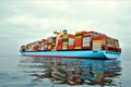 Container ship at anchor, waiting to enter port. Royalty Free Stock Photo