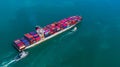 Container ship arriving in port, container ship and tug boat going to deep sea port, logistic business import export shipping and