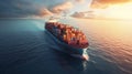 A container ship bound for distant shores laden with precious cargo struggles to find enough available containers to Royalty Free Stock Photo