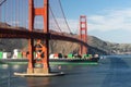 Container Ship Brings Imported Products Golden Gate Bridge San F Royalty Free Stock Photo