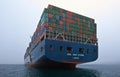 Container ship CMA CGM Gidra standing on the roads at anchor. Nakhodka Bay. East (Japan) Sea. 22.07.2015 Royalty Free Stock Photo