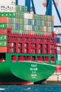 Container ship CSCL Globe is moored at the Euromax Terminal in Rotterdam Royalty Free Stock Photo