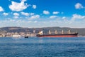 Container ship in Dardanelles strait, Turkey