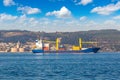 Container ship in Dardanelles strait, Turkey