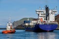 Container Ship departs Heimaey port in Westman Islands