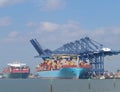 Port of felixstowe docked container ship Royalty Free Stock Photo