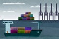 Container Ship Docking at Port Illustration