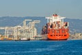 Container ship entering harbor Royalty Free Stock Photo