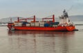 Container ship entering Puerto Nuevo, Lima, Peru