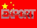 Container ship with export text and Chinese flag illustration Royalty Free Stock Photo