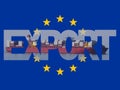 Container ship with export text and EU flag illustration Royalty Free Stock Photo