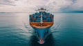 Container ship full load container for logistics in the center of the frame, shipping or transportation concept Royalty Free Stock Photo