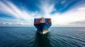 Container ship full load container for logistics in the center of the frame, shipping or transportation concept Royalty Free Stock Photo