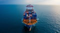 Container ship full load container for logistics in the center of the frame, shipping or transportation concept Royalty Free Stock Photo
