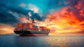 container ship full load container for logistics, Import export business logistics and transportation Royalty Free Stock Photo