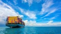 container ship full load container for logistics, Import export business logistics and transportation Royalty Free Stock Photo