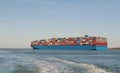 Huge Container Ship in the Port of Rotterdam Royalty Free Stock Photo