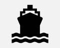 Container Ship Icon Big Boat Shipping Vessel Front View Ocean Linear Freight Shipment Sea Water Cruise Black Vector Sign Symbol Royalty Free Stock Photo