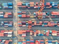 container ship in import export and business logistic, By crane, Trade Port, Shipping, cargo to harbor. Aerial view, Water Royalty Free Stock Photo