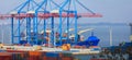 Container Ship is loading in a sea port Odessa. Royalty Free Stock Photo