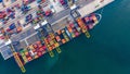 Container ship loading and unloading in deep sea port, Aerial view of business logistic import and export freight transportation Royalty Free Stock Photo