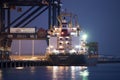 Container ship loads cargo at Port Botany, Sydney