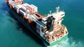 Aerial view of container ship approaching to the port of Alicante, Spain. Royalty Free Stock Photo