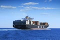 Big container ship MSC ABIDJAN sailing in open waters. Royalty Free Stock Photo