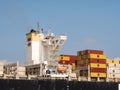 Container ship MSC Adelaide on Westerschelde in the Netherlands to port of Antwerp, Belgium Royalty Free Stock Photo