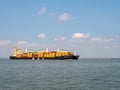 Container ship MSC Kayla on Westerschelde in the Netherlands to port of Antwerp, Belgium Royalty Free Stock Photo